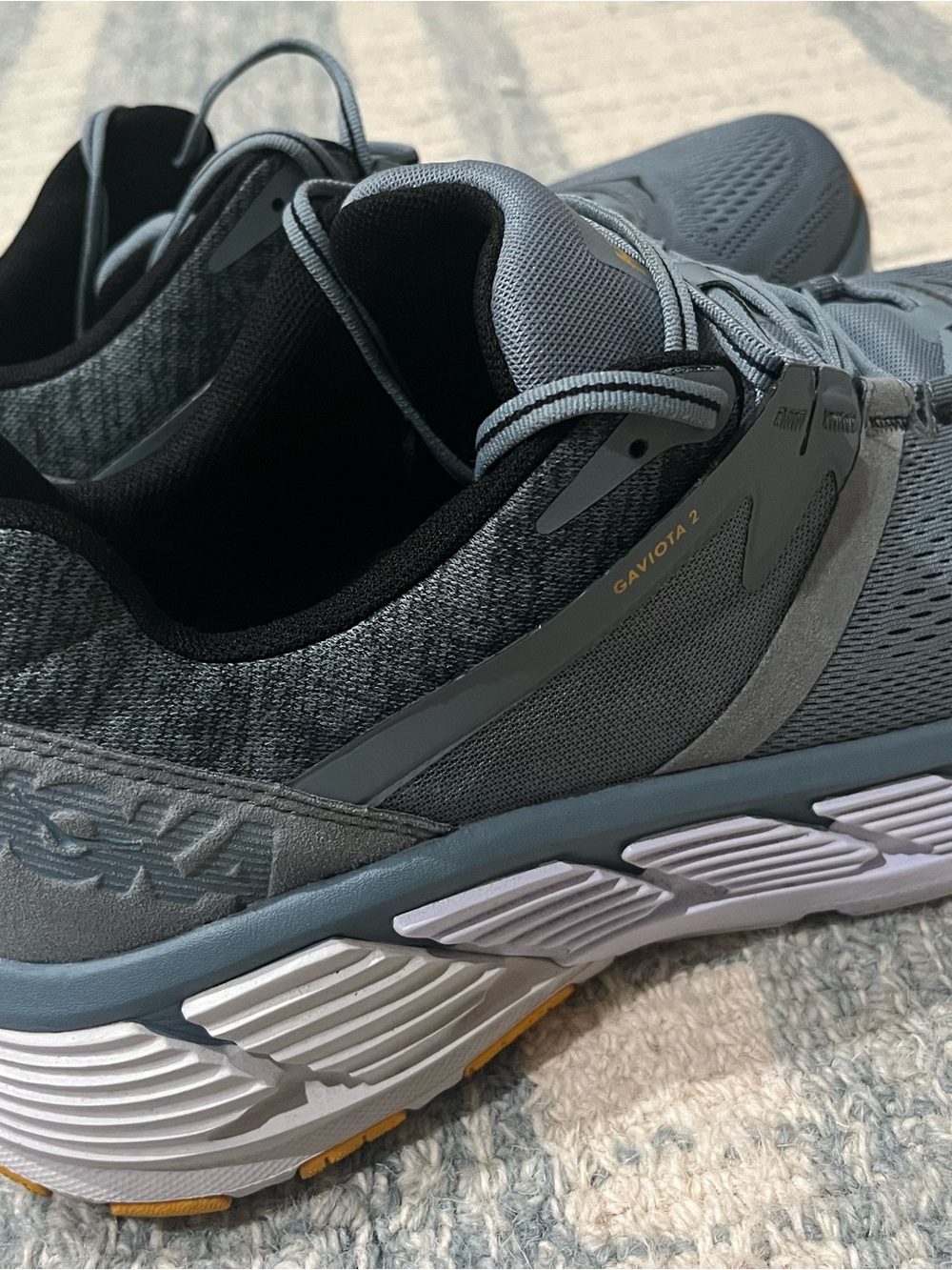 Hoka One One Gaviota 2 Men's Running Shoes - Grey with White & Yellow Accents